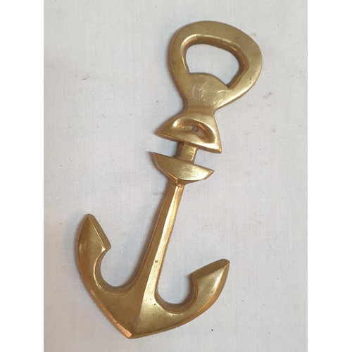 233 - Vintage Solid Brass Anchor Wall Hanging with a Solid Brass Anchor Design Bottle Opener (2)