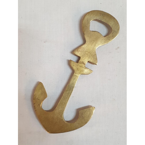 233 - Vintage Solid Brass Anchor Wall Hanging with a Solid Brass Anchor Design Bottle Opener (2)