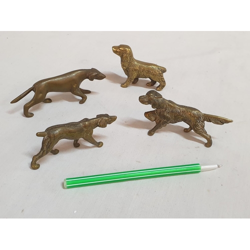 234 - Collection of 4 x Solid Vintage Brass Hunting Dogs