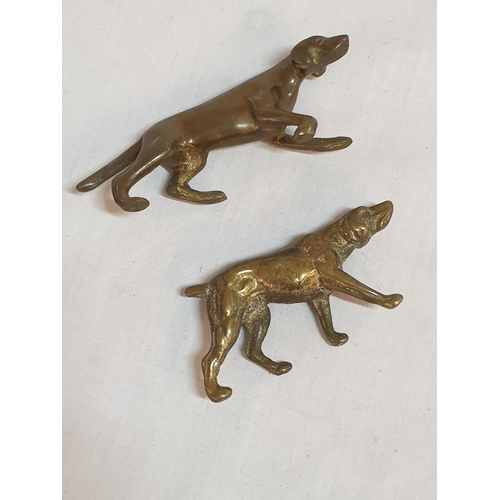 234 - Collection of 4 x Solid Vintage Brass Hunting Dogs