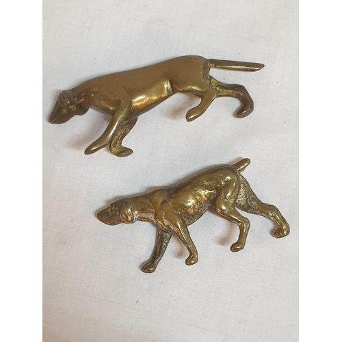 234 - Collection of 4 x Solid Vintage Brass Hunting Dogs