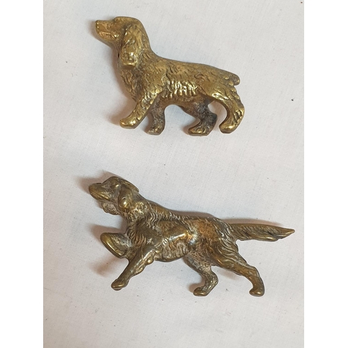 234 - Collection of 4 x Solid Vintage Brass Hunting Dogs