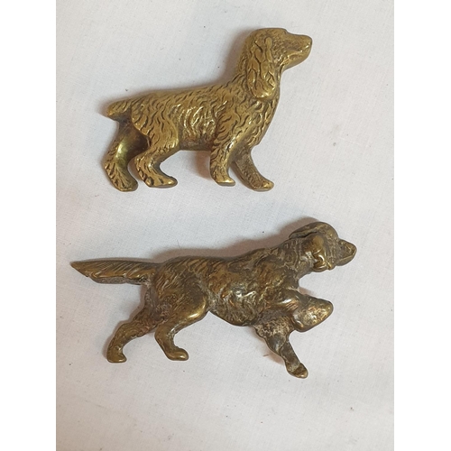 234 - Collection of 4 x Solid Vintage Brass Hunting Dogs