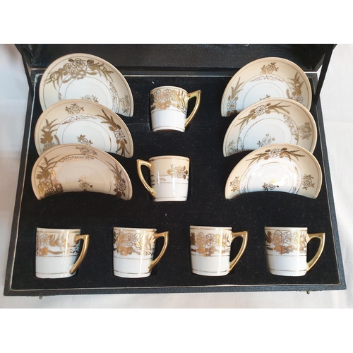 491 - Vintage Hand Painted Porcelain Coffee Set inc; Painted with Gold, Hallmark with a Head of Lion and i... 