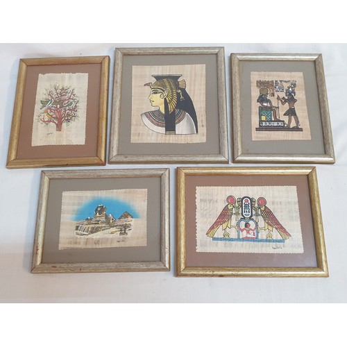 427 - Collection of Small Papyrus in Gilded Frames (3 x 20.5cm x 16cm, 1 x 22cm x 17cm and 22cm x 19.5cm)