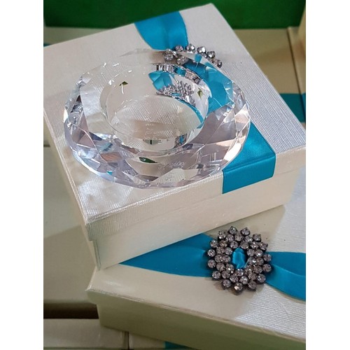 532 - Crystal Tealight Holders in Display Boxed with Engraved Dedication on Bottom of Holders (30pcs)