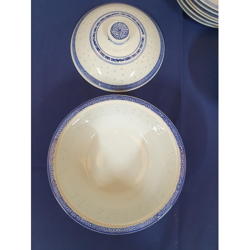 428 - 34pieces of Blue and White Porcelain Crockery with Dragon Pattern