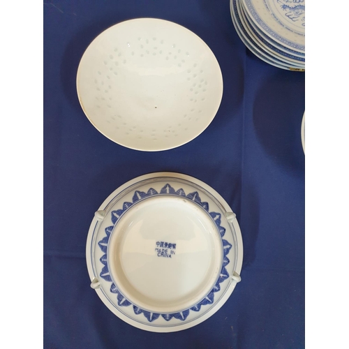 428 - 34pieces of Blue and White Porcelain Crockery with Dragon Pattern