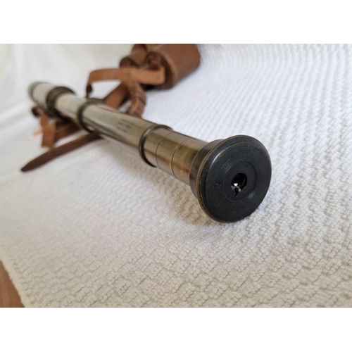 103 - Vintage Three Drawer Leather Coated Telescope 'Curlew', x25 - x40, by 'Enbeeco' London, Made in Engl... 