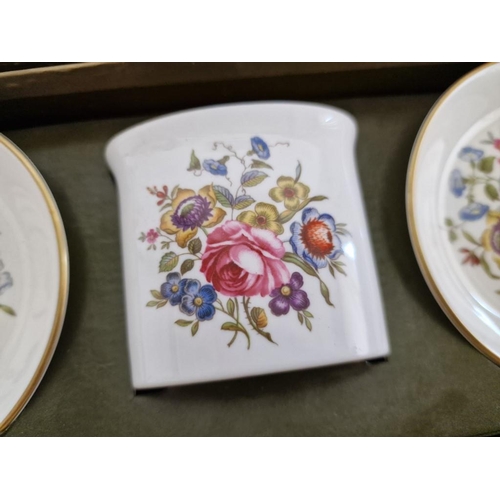 105 - Royal Worcester Box Set of 2 x Round Dishes and Oval Shaped Vase with Floral Pattern