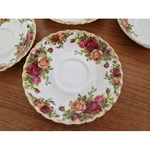 106 - Royal Albert 'Old Country Roses' Bone China (Made in England), 6 x Saucers and a Bud Vase, (7)