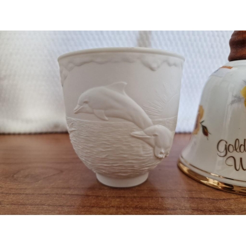 108 - Lladro Collectors Society (1998) Cup / Beaker in White Colour with Dolphins, Together with Golden We... 