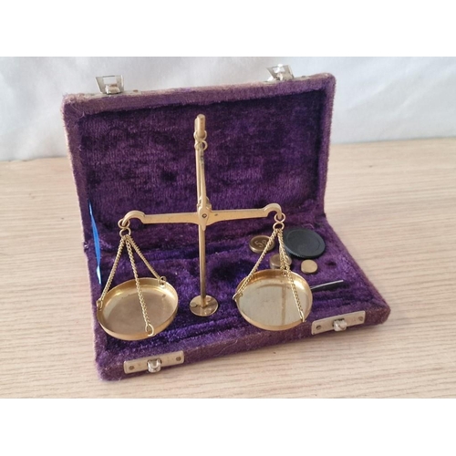 25 - Set of Small Balance Scales in Purple Fabric Case