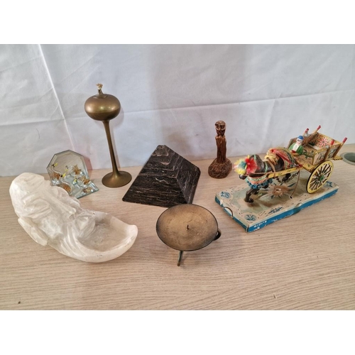 45 - Collection of Home Decoration Items; Soap Stone Ashtray, Pyramid Style Candle, Brass Burner and Cand... 