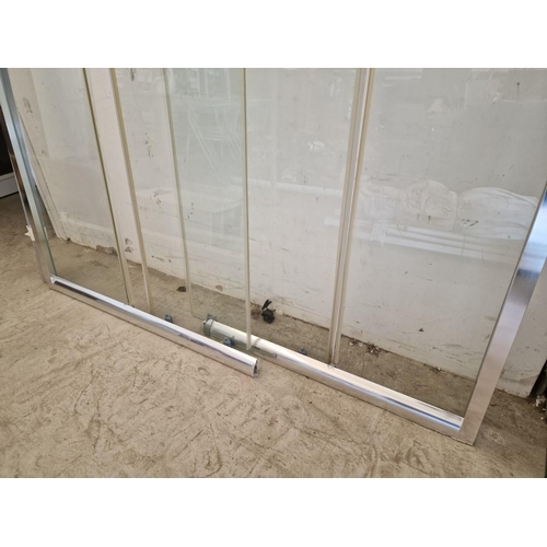 521 - Glass & Chrome Corner Shower Screen with Sliding Doors, (Approx. 100 x 80cm)