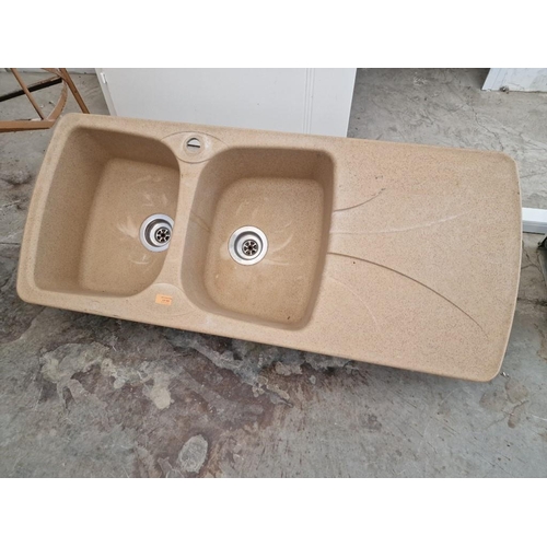 525 - Granite Effect Double Kitchen Sink, (Approx. 116 x 50cm)