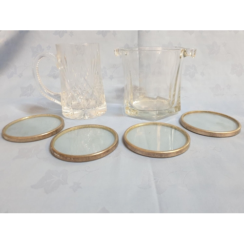 540 - 6 x Vintage Heavy Cut Crystal Golf Themed Tankards, 4 x White Metal Glass Drinks Coaster, Johnnie Wa... 