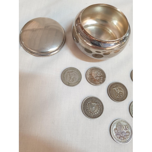 546 - Vintage Silver Plated Lidded Caviar Dish / Liner Stamped 