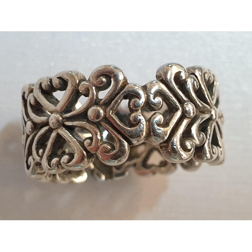 573 - Sterling Silver Scrolled Swirl / Heart Ladies Ring, Hallmarked .925, Total Weight 6.7grms