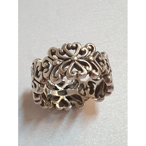 573 - Sterling Silver Scrolled Swirl / Heart Ladies Ring, Hallmarked .925, Total Weight 6.7grms