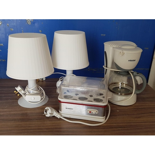 575 - Electric Home Items; Pair of Ikea White Plastic Side Lamps, 