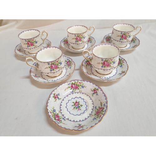59 - Royal Albert Porcelain Set of 5 x Coffee Cups with Saucers (1 Extra Saucer) 