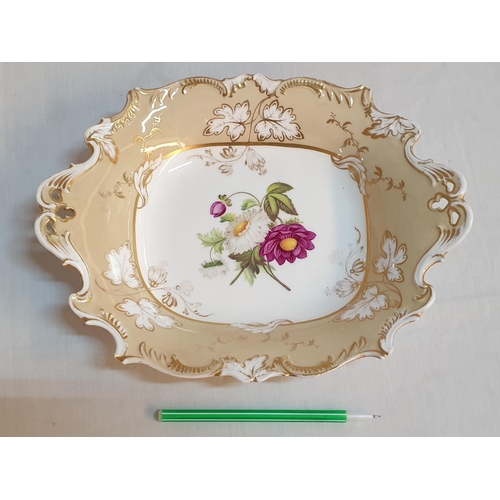 62 - Vintage Porcelain Sweets Dish with Golden Leads and Wild Flowers Pattern (27.5cm x 22cm x 4.5cm)