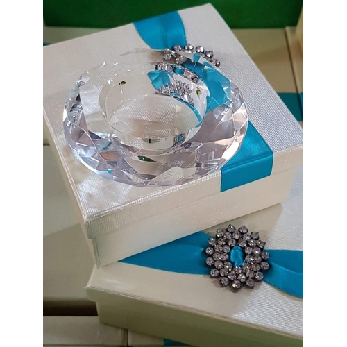 646 - Crystal Tealight Holders in Display Boxed with Engraved Dedication on Bottom of Holders (30pcs)