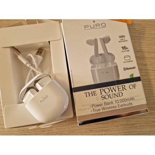 557 - Puro 'The Power of Sound' Power Bank and Wireless Earbuds with Box