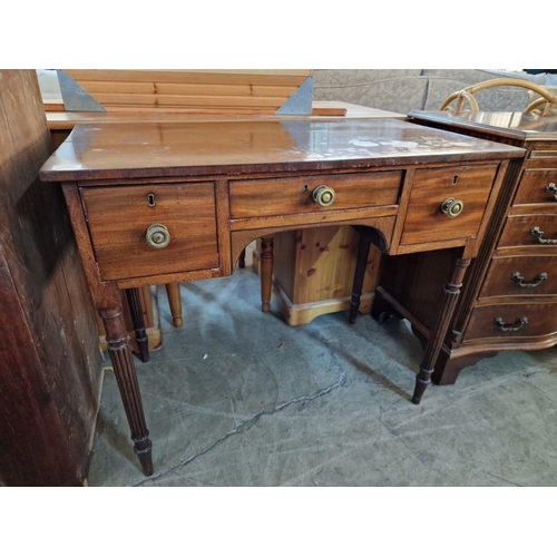 795 - Antique Writing Desk with 3-Drawers, Brass Handles and Fluted Legs, (Approx. 91 x 51 x 77cm)