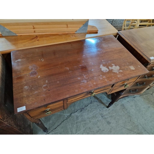 795 - Antique Writing Desk with 3-Drawers, Brass Handles and Fluted Legs, (Approx. 91 x 51 x 77cm)