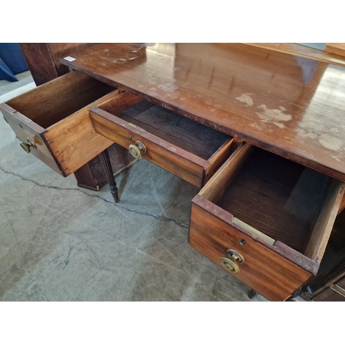 795 - Antique Writing Desk with 3-Drawers, Brass Handles and Fluted Legs, (Approx. 91 x 51 x 77cm)