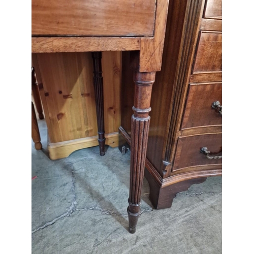 795 - Antique Writing Desk with 3-Drawers, Brass Handles and Fluted Legs, (Approx. 91 x 51 x 77cm)