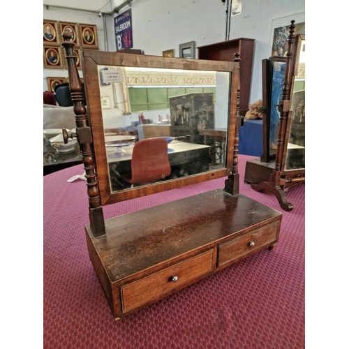 796 - Antique, Georgian / Regency Style, Dressing Table Swing Mirror with 2-Drawers and Turned Uprights, (... 