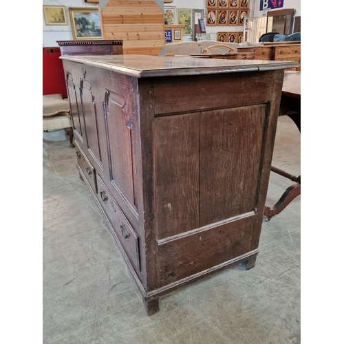 800 - Antique Oak Dowry Chest / Blanket Chest, Over 2-Drawers with Decorative Brass Handles, Likely Englis... 