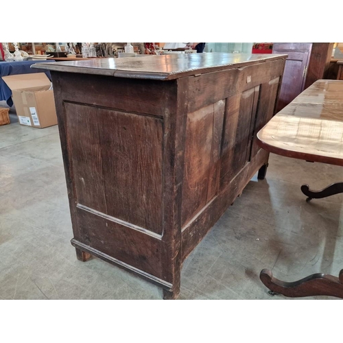 800 - Antique Oak Dowry Chest / Blanket Chest, Over 2-Drawers with Decorative Brass Handles, Likely Englis... 