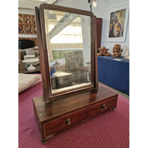 802 - Antique Wooden Dressing Table Swing Mirror with 2-Drawers, (Approx. 41 x 18 x 52cm)