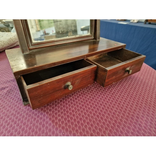 802 - Antique Wooden Dressing Table Swing Mirror with 2-Drawers, (Approx. 41 x 18 x 52cm)