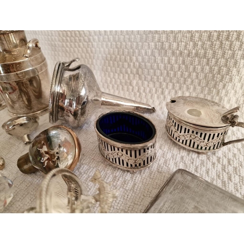 803 - Interesting Collection of Silver Plated and Other Items; Miniature Milk Churn, Strainer, Condiment D... 