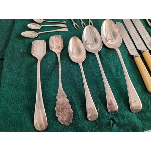 804 - Qty of Assorted Silver Plated Flatware and 2 x Felt Drawer Liners