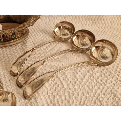 806 - Collection of Antique Silver Plated Flatware, Together with Pair of Decorative Wine Bottle Coasters,... 