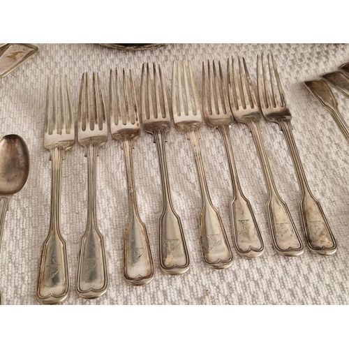 806 - Collection of Antique Silver Plated Flatware, Together with Pair of Decorative Wine Bottle Coasters,... 