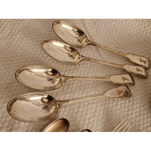 806 - Collection of Antique Silver Plated Flatware, Together with Pair of Decorative Wine Bottle Coasters,... 