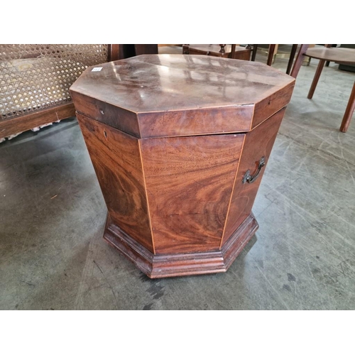 810 - Antique Wooden Hexagonal Shape Wine Cooler with Hinged Top, (Approx. Ø: 50, H: 47cm)