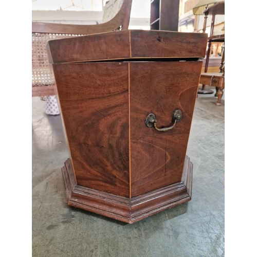 810 - Antique Wooden Hexagonal Shape Wine Cooler with Hinged Top, (Approx. Ø: 50, H: 47cm)