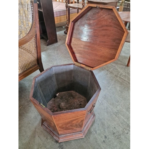 810 - Antique Wooden Hexagonal Shape Wine Cooler with Hinged Top, (Approx. Ø: 50, H: 47cm)