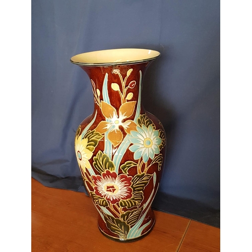 818 - Large Ceramic Vase with Floral Pattern (H:52cm x Approx. Ø25cm)