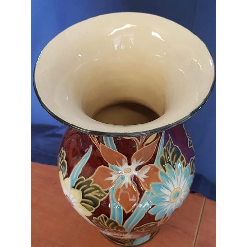 818 - Large Ceramic Vase with Floral Pattern (H:52cm x Approx. Ø25cm)