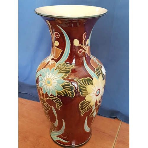 818 - Large Ceramic Vase with Floral Pattern (H:52cm x Approx. Ø25cm)