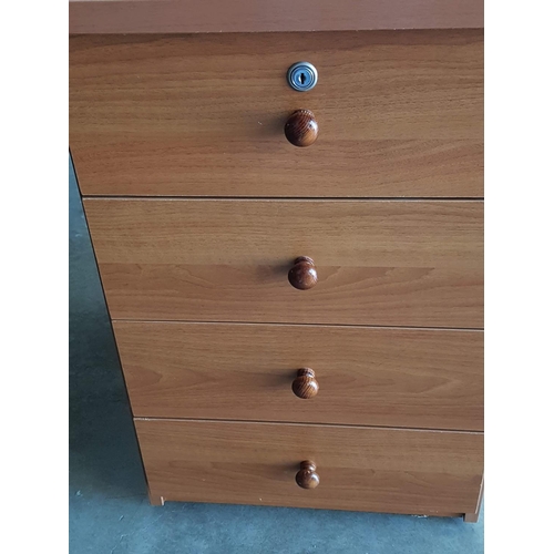 826 - 4 - Drawers Desk Unit on Wheels (First Drawer with Lock, Missing Key), (50 x 45.5 x 71cm)